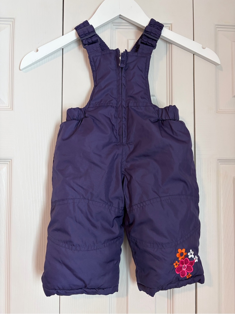 Pacific Trail Purple Kids Insulated Snow Overalls with Floral Embroidery Sz 9M